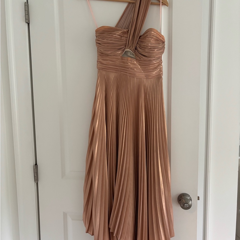 ALC Pink One Shoulder Pleated Gown
